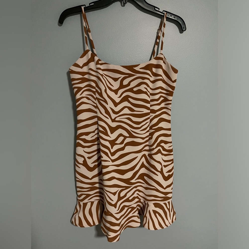 Revolve Zebra Ruffle Mini Dress - Picture 2 of 8